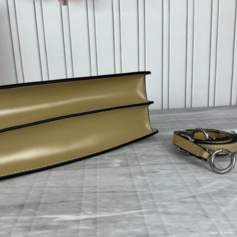 Affordable HOT Bag Leather Cut Medium Khaki Calf Fendi In Peekaboo 0824